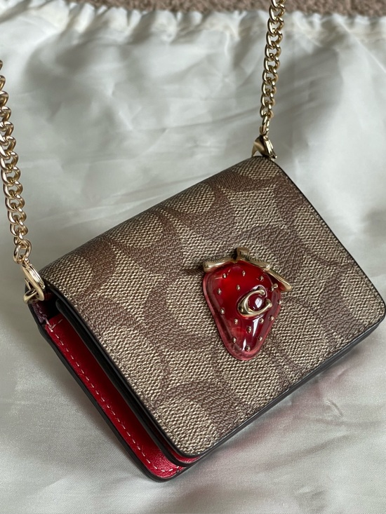 Coach Handbags - Coach Strawberry Mini Crossbody Wallet Bag Signature Red Strawberry EUC